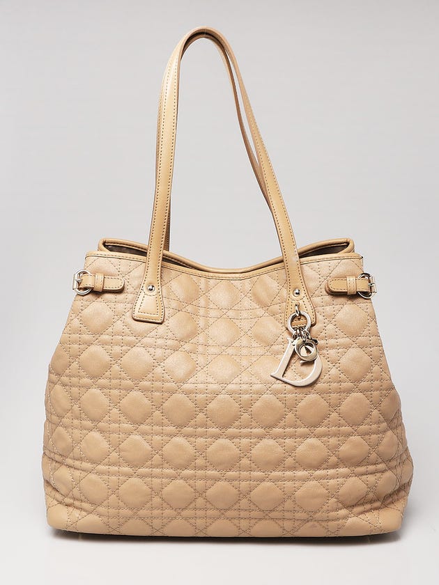 Christian Dior Beige Cannage Quilted Coated Canvas Medium Panarea Tote Bag
