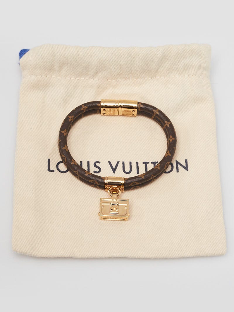 Louis Vuitton Petite Malle Monogram Canvas Gold Tone Bracelet