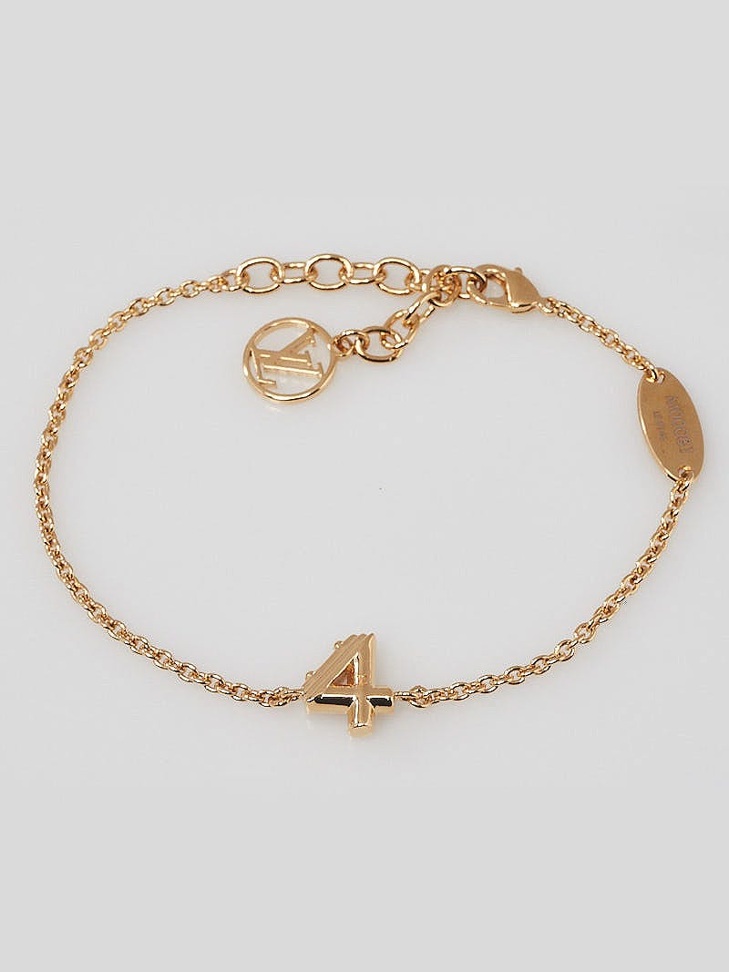 Louis Vuitton Goldtone Metal LV Me Number 4 Bracelet - Yoogi's Closet