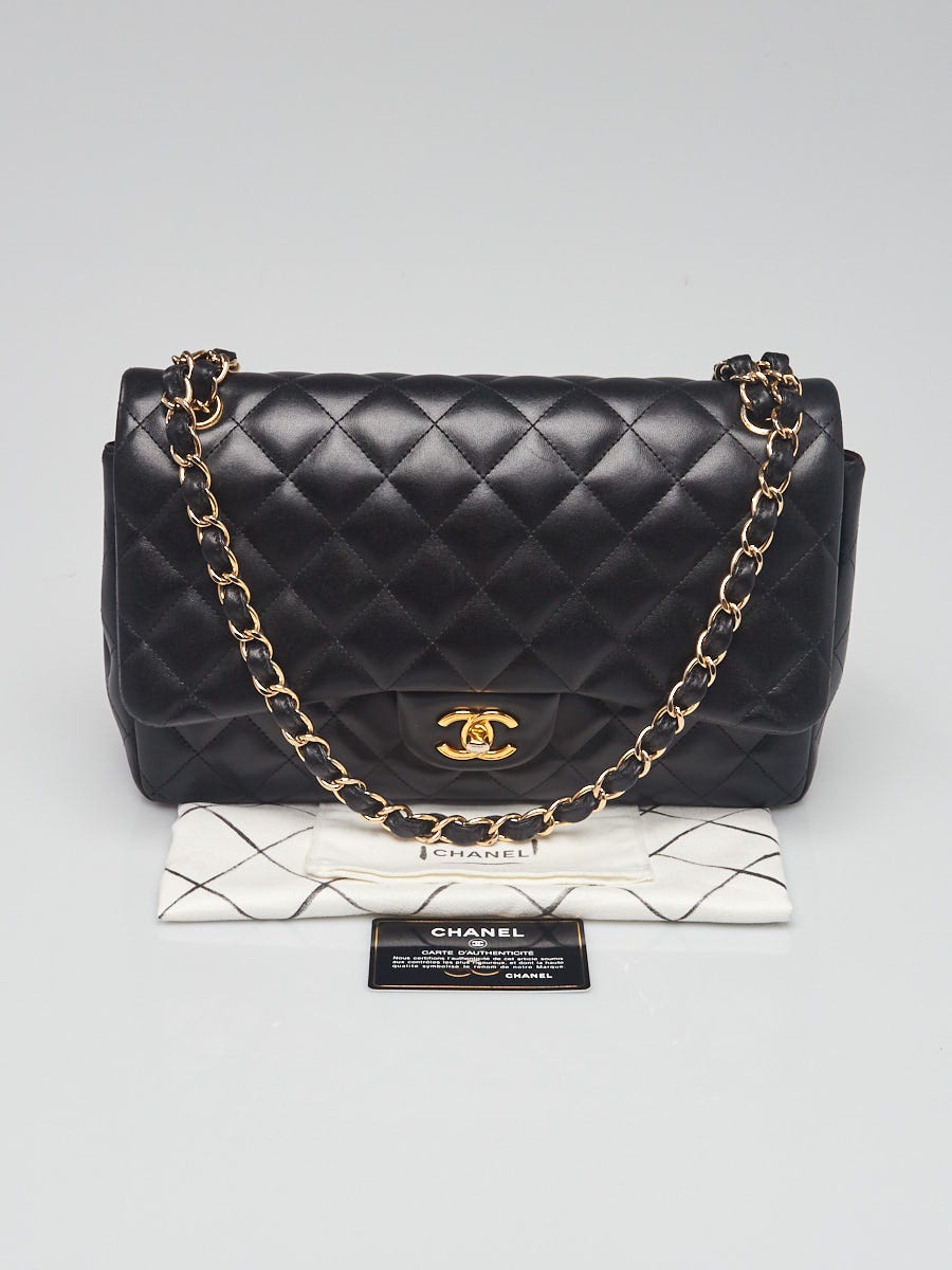 Chanel Black Quilted Lambskin Leather Classic Jumbo Double Flap Bag -  Yoogi's Closet