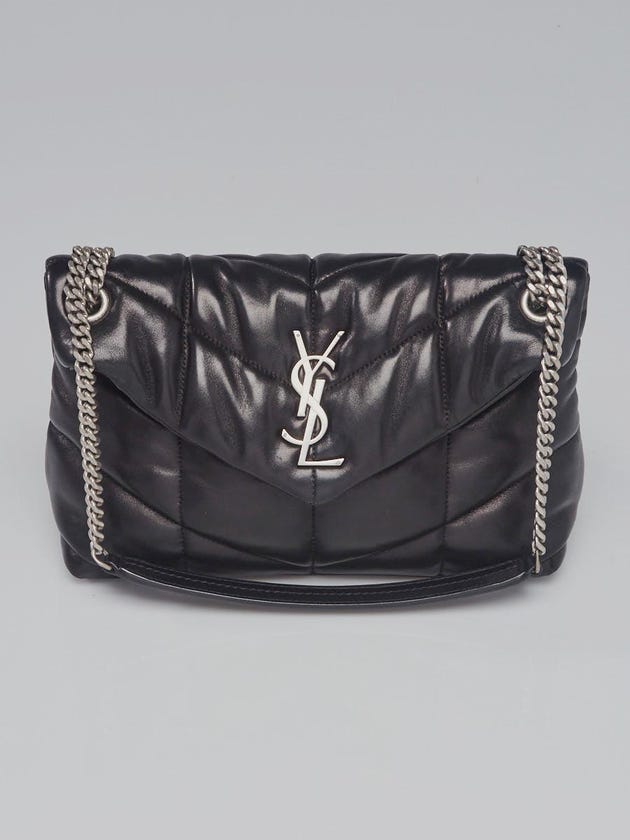 Yves Saint Laurent Black Quilted Lambskin Leather Small LouLou Puffer Bag
