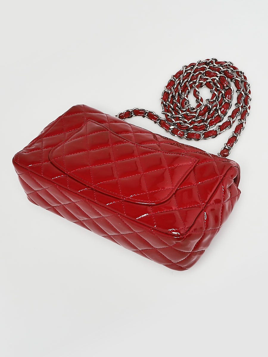 CHANEL Patent Calfskin Quilted Jumbo Double Flap Red 1312258