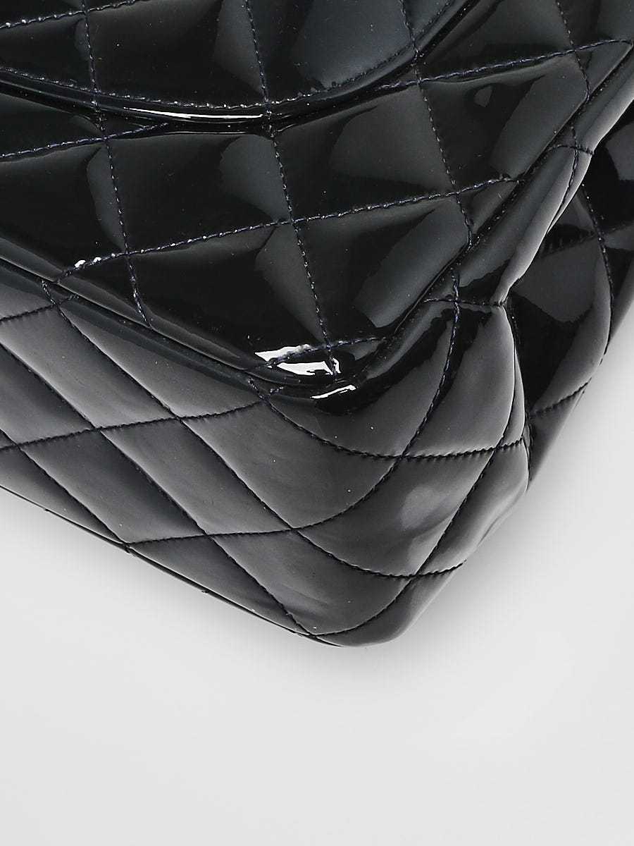 Chanel Chanel Black Quilted Patent Leather Small Classic Single
