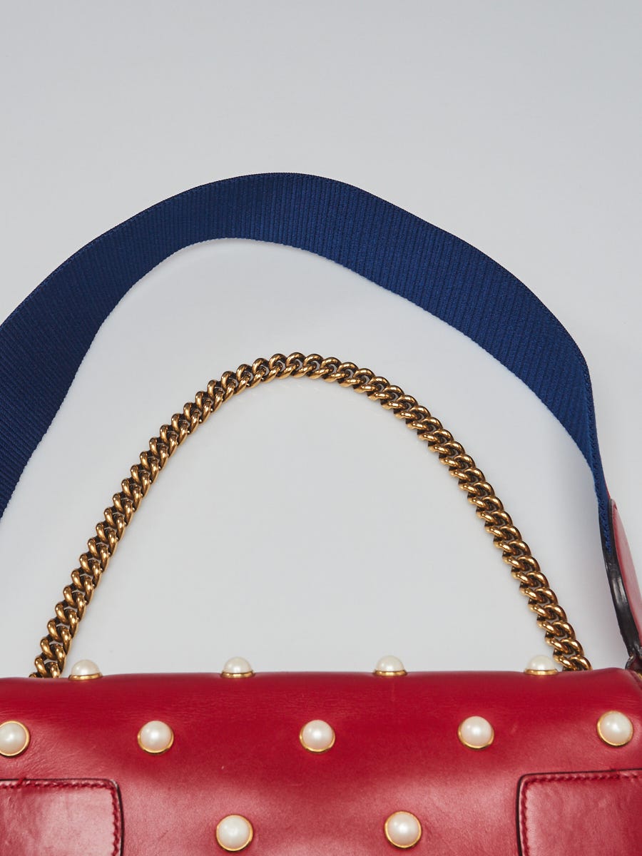 GUCCI Nappa Pearl Studded Mini Queen Margaret Broadway Shoulder Bag Black |  FASHIONPHILE
