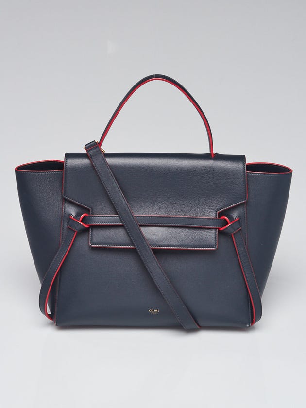 Celine Navy Blue/Red Smooth Calfskin Leather Mini Belt Bag