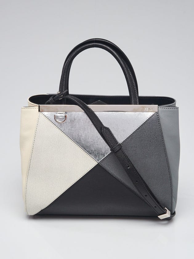Fendi Black/Silver/White Leather Petite Sac 2jours Elite Tote Bag 8BH253
