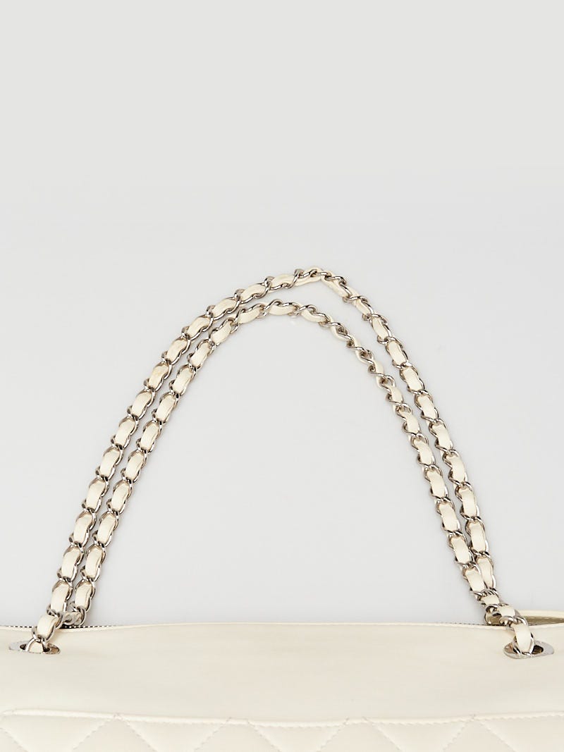 Chanel White Quilted Leather Blizzard Zip Top Maxi Flap Bag Chanel White Quilted Leather Blizzard Zip Top Maxi Flap Bag