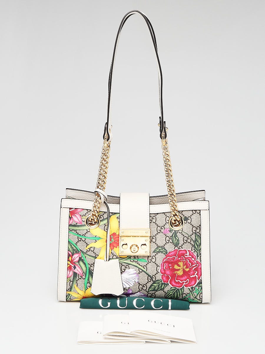 Gucci Multicolor GG Supreme Canvas Apple Padlock Shoulder Bag Small  QFBJUY0LKH003