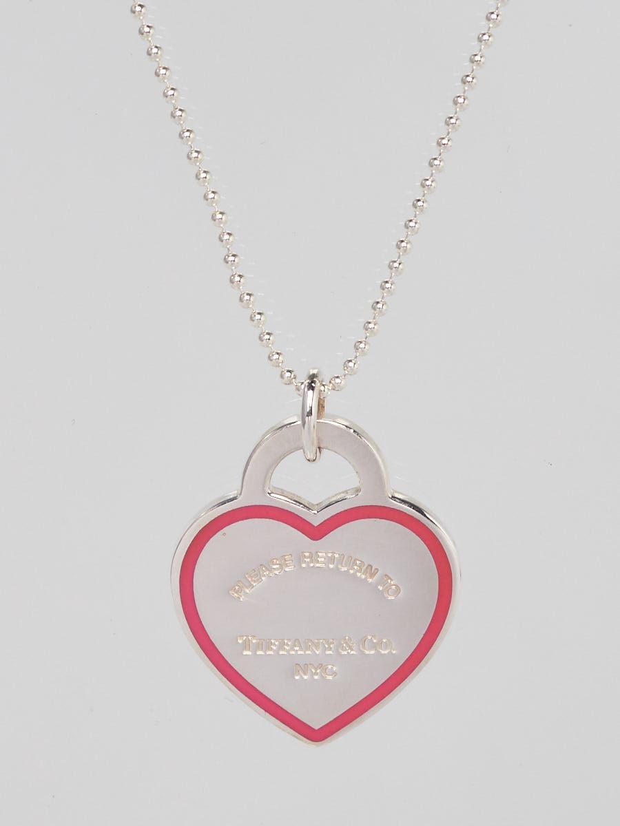 Tiffany & Co. Return to Tiffany Pink Enamel Sterling Silver Heart Tag Pendant  Necklace Tiffany & Co. | TLC
