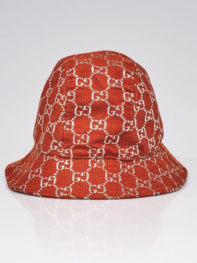 Gucci Rust/Silver Guccissima Canvas Bucket Hat Size M