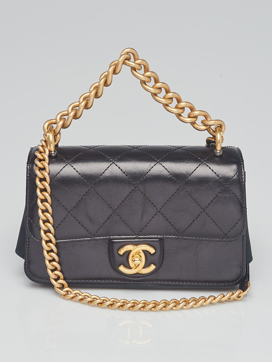 Chanel Black Quilted Glazed Leather Mini Straight Line Flap Bag - Yoogi's  Closet