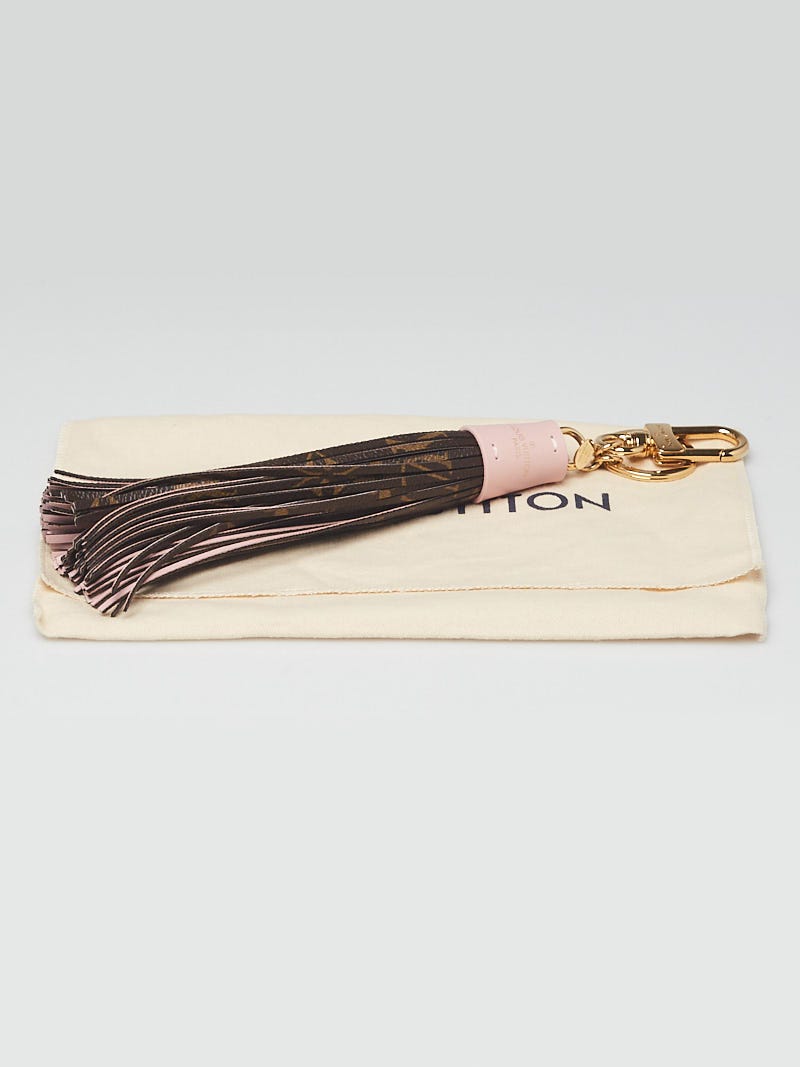Louis Vuitton Keyring Charm Monogram Bag Tassel Gold x Pink Brown Leather  M78617