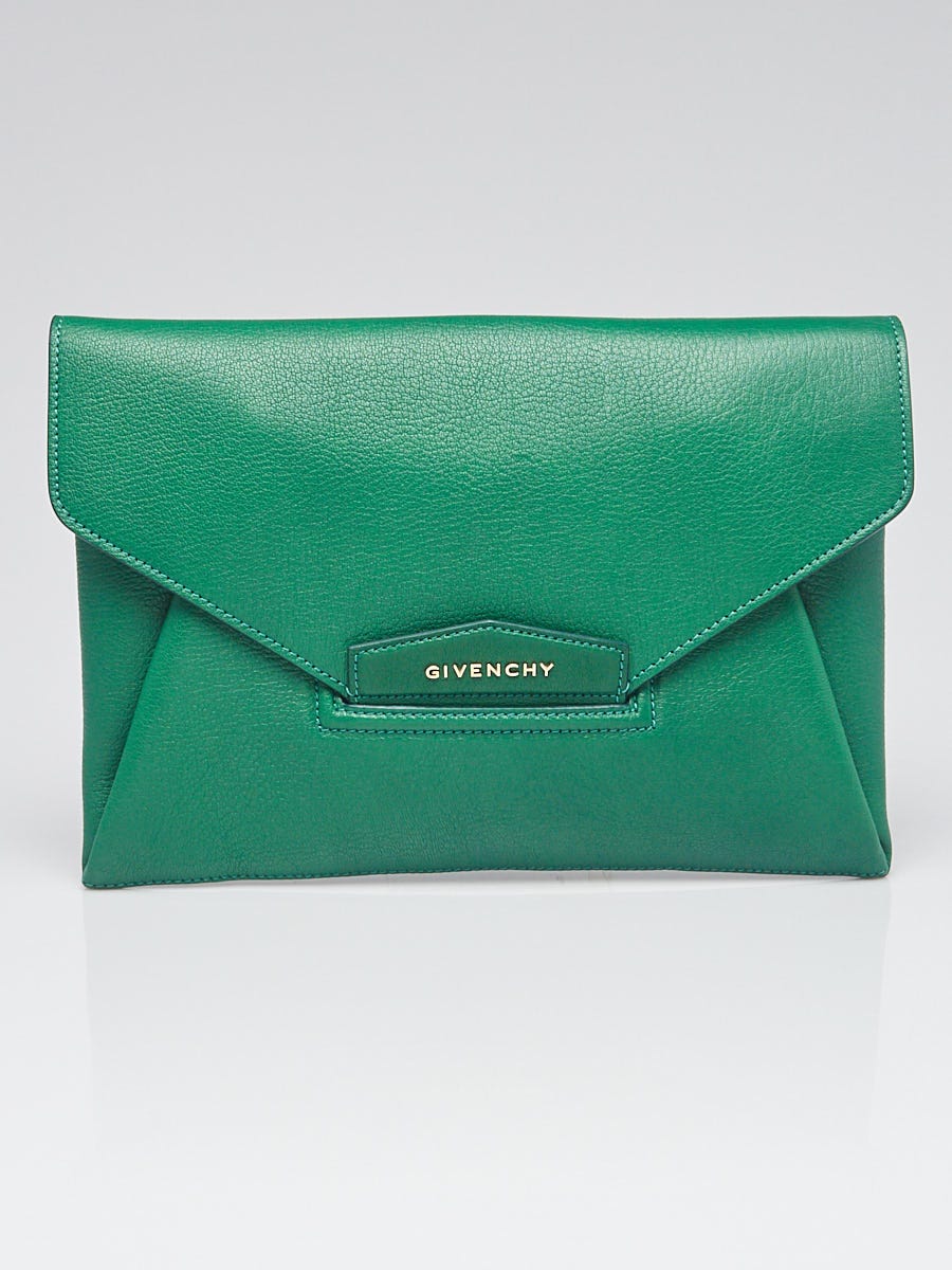 Givenchy Emerald Green Sugar Goatskin Leather Antigona Clutch Bag