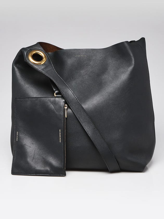 burberry leather grommet backpack Small Elite HNW The LOGO BACKPACK from Burberry epitomizes English elegance in a minimalist form Mini leather-trimmed backpack in black