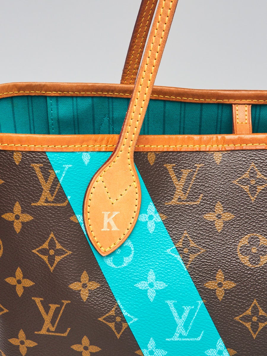 Louis Vuitton Limited Edition Turquoise Monogram V Neverfull MM Bag w/o  Pochette - Yoogi's Closet