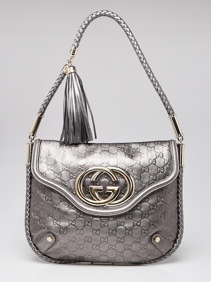 Gucci Anthracite Guccissima Leather Britt Flap Shoulder Bag