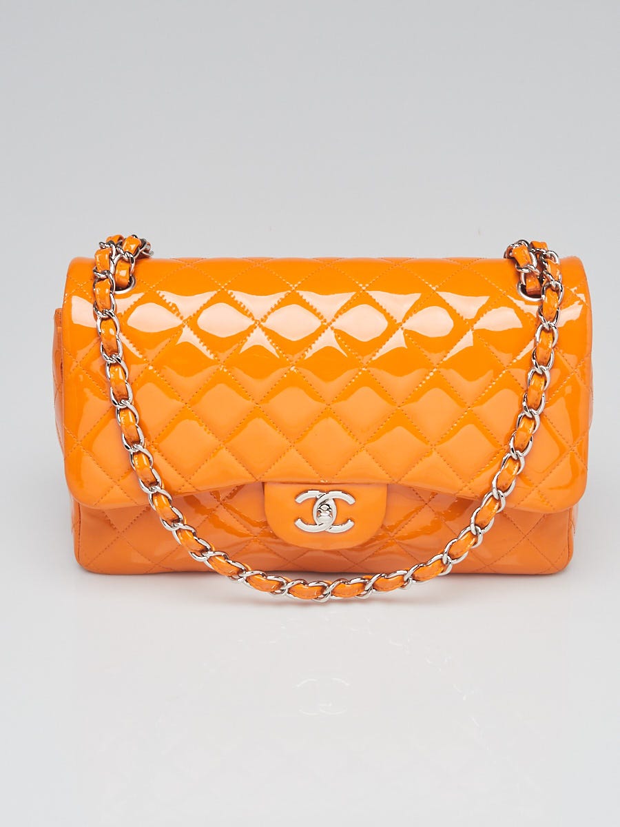 Chanel Classic Double Flap Bag Quilted Lambskin Jumbo Orange 2277937