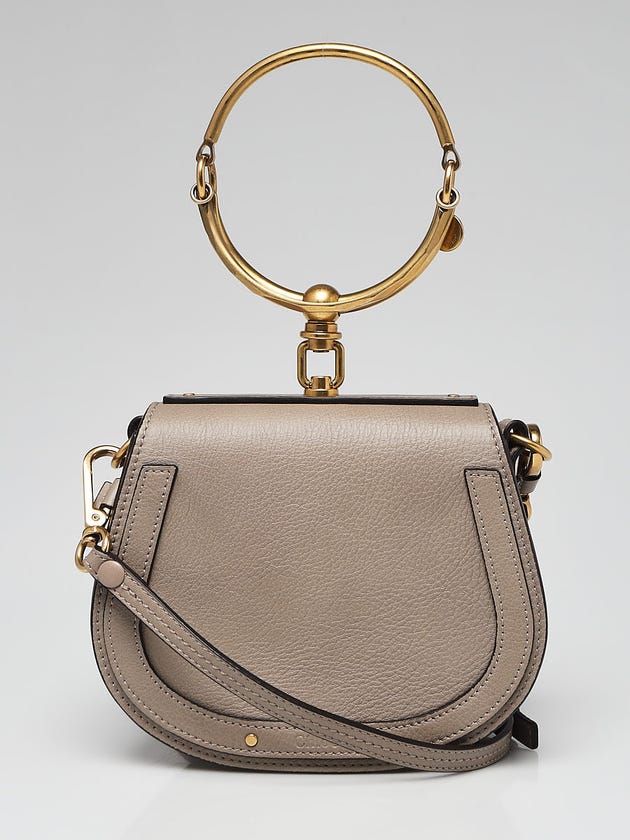 Chloe Motty Grey Leather/Suede Small Nile Bracelet Bag