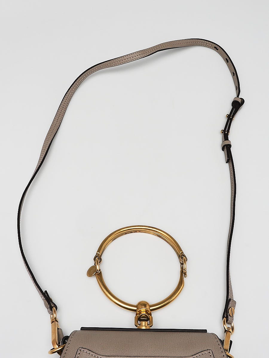 CHLOE Medium Nile gold bangle bracelet handle taupe leather saddle