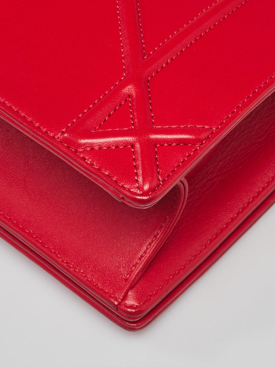 Christian Dior Red Smooth Leather Diorama Medium Flap Bag