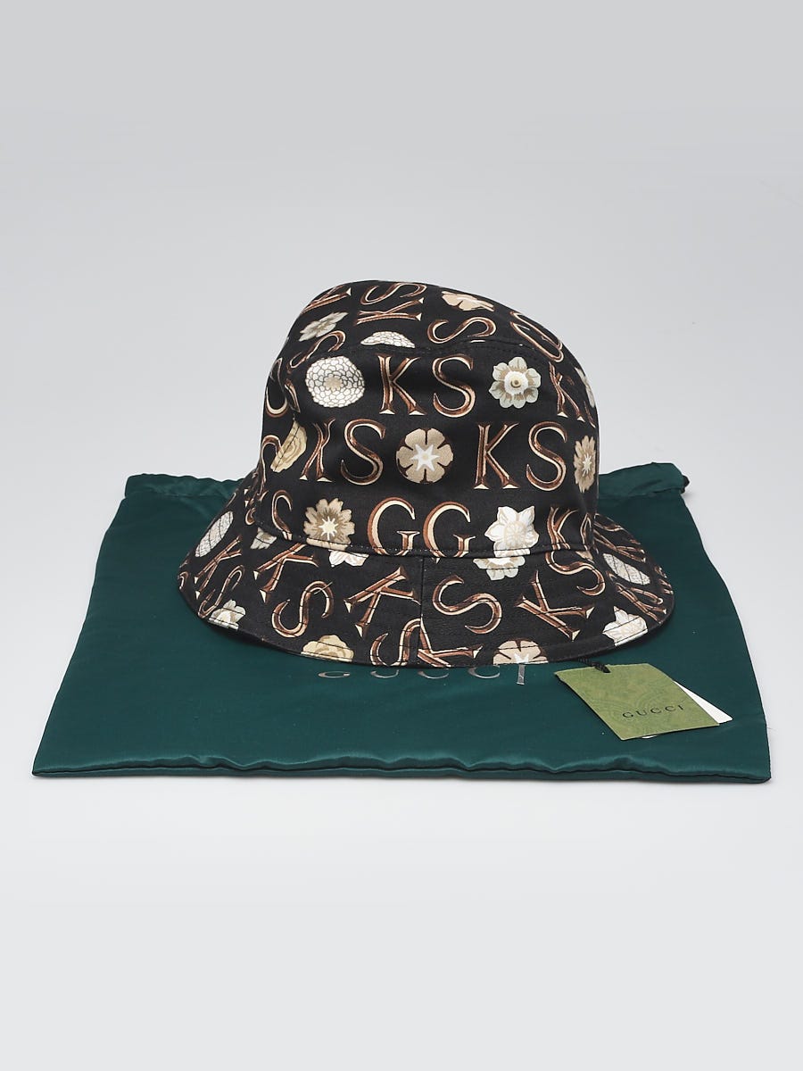 Gucci x Ken Scott Black/Beige Canvas Monogram Floral Bucket