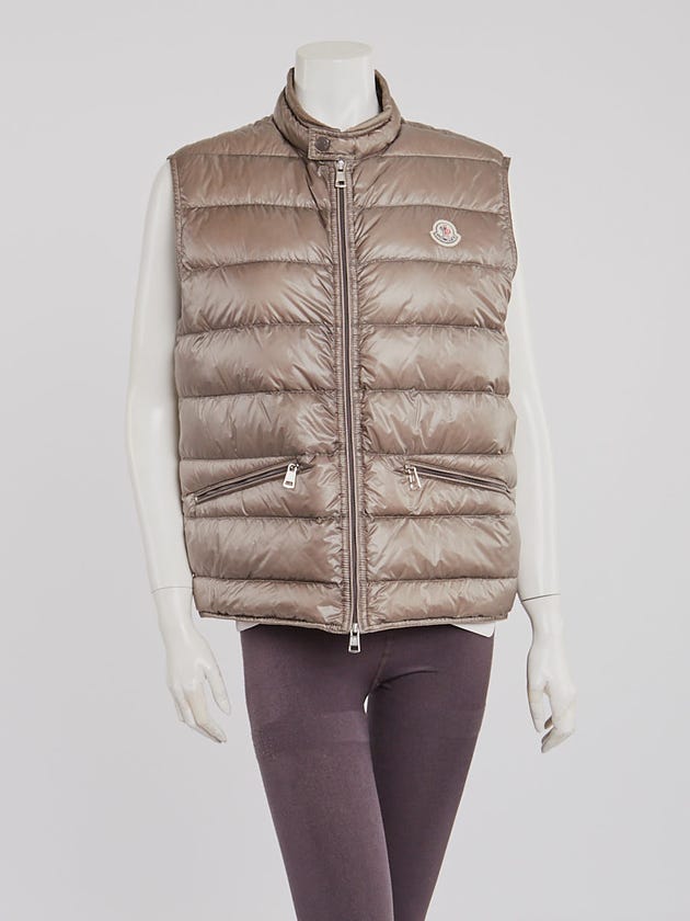 Moncler Grey Quilted Nylon Down Vest Size 3/L