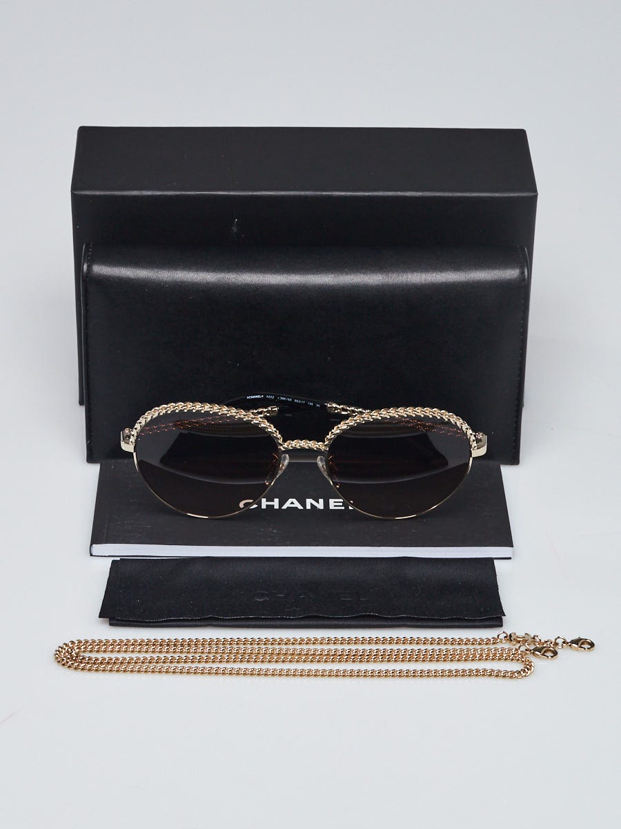 Chanel Goldtone Metal Frame Gradient Tint Pantos Sunglasses-4242