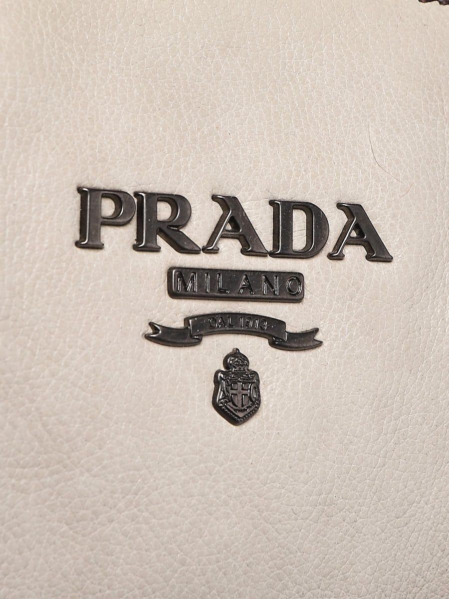 Prada White/Grey Ombre Glace Calf Leather Etiquette Tote Bag