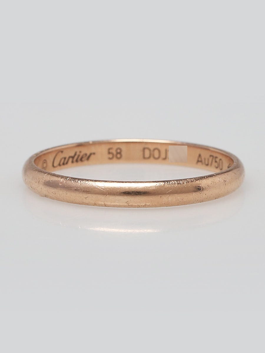 Cartier 18k Rose Gold 2mm Wedding Band Ring Size 8 58 Yoogi s Closet