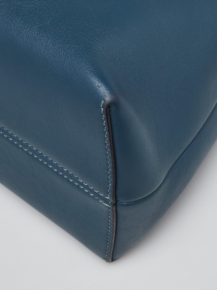 Fendi Blue Calfskin Leather Flowerland Small By The Way Bag 8BL124