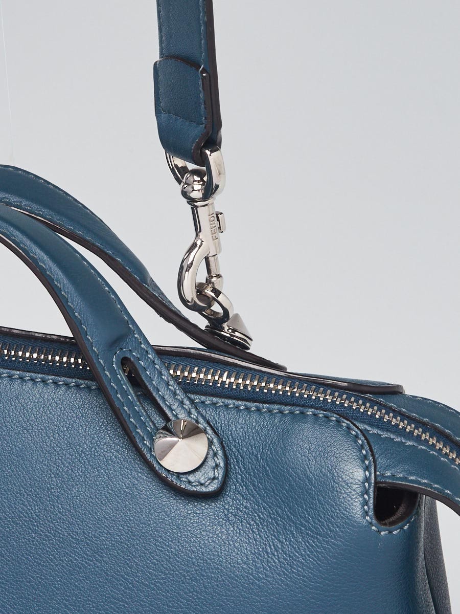 Fendi Blue Calfskin Leather Flowerland Small By The Way Bag 8BL124