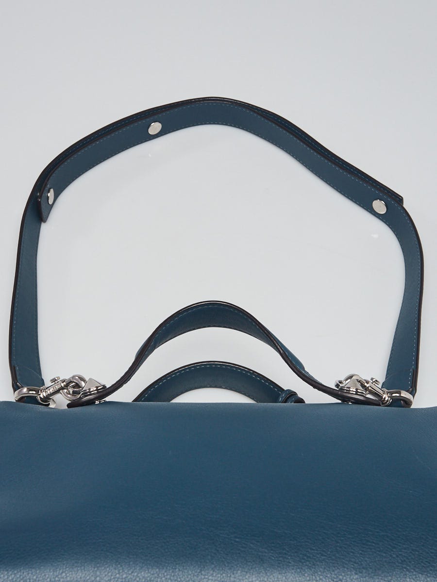 Fendi Blue Calfskin Leather Flowerland Small By The Way Bag 8BL124