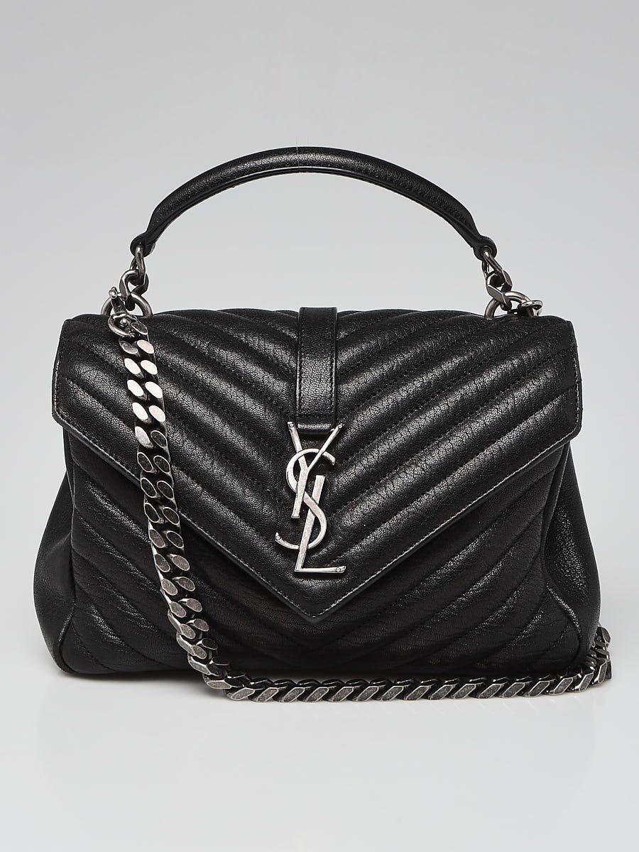 Yves Saint Laurent Black Quilted Leather Monogram Medium College Bag Yoogi s Closet