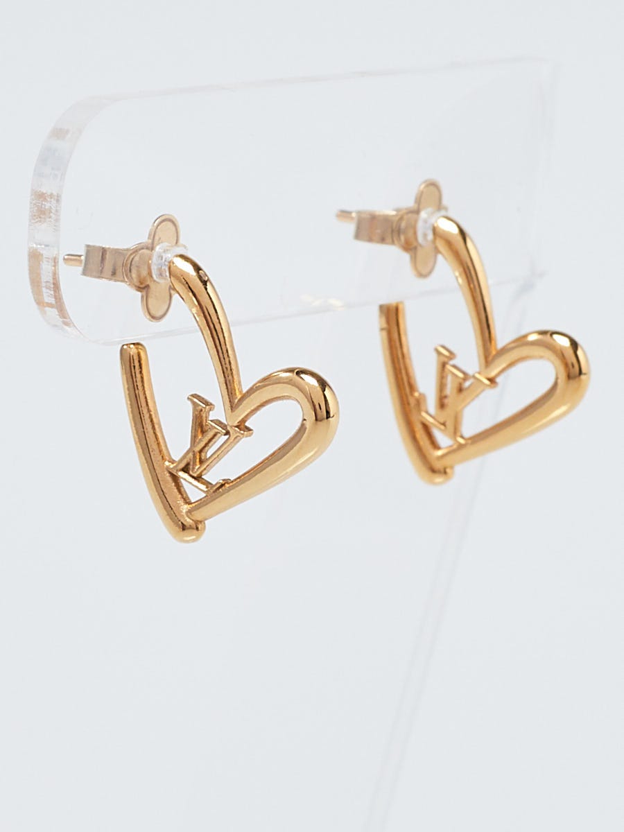 Louis Vuitton Goldtone Metal Fall In Love PM Earrings - Yoogi's Closet