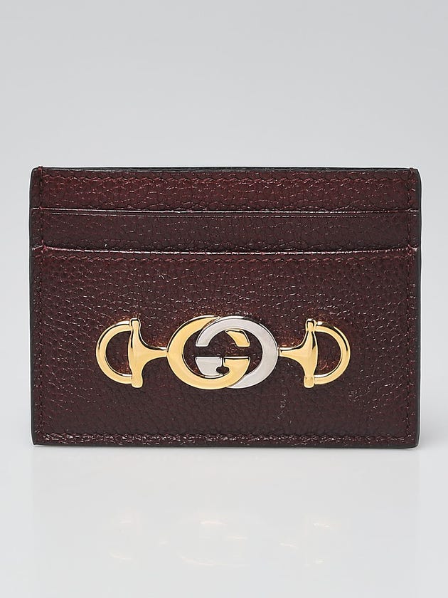 Gucci Purple Pebbled Leather Zumi Card Holder