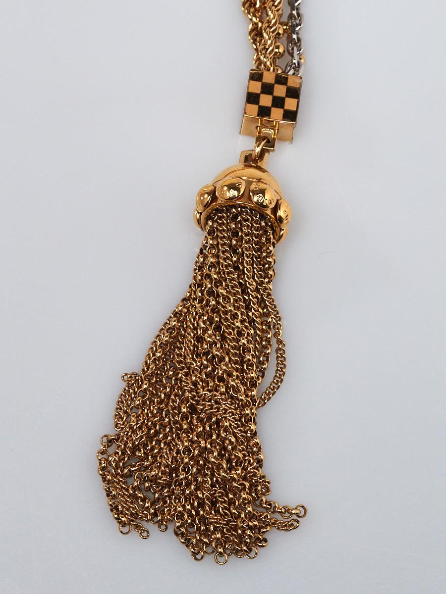 Louis Vuitton Goldtone/Silvertone Metal Monogram Tassel Chain
