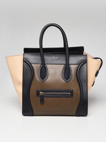Celine Tri-Color Calfskin Leather Mini Luggage Tote Bag