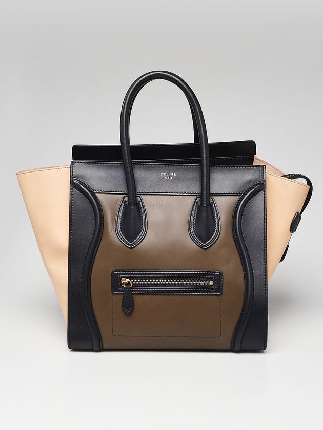 Celine Tri-Color Calfskin Leather Mini Luggage Tote Bag