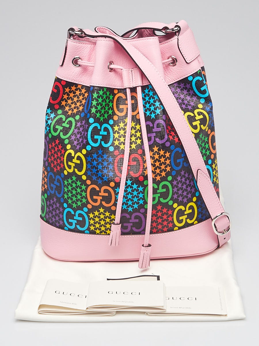 Gucci Multicolor Coated Canvas & Pink Leather Psychedelic Bucket