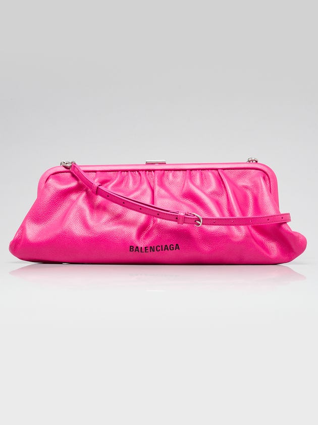 Balenciaga Fuchsia Grained Leather XL Cloud Clutch Bag