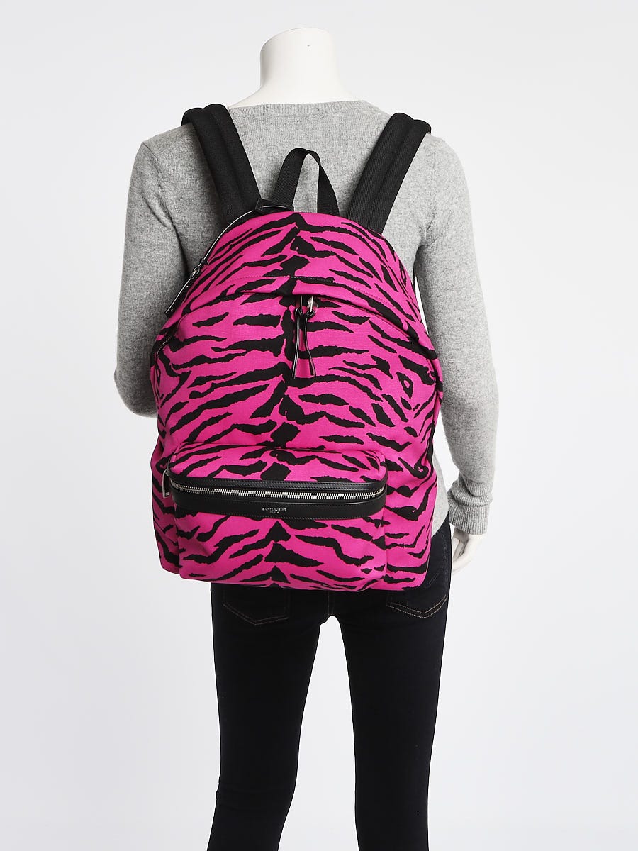 Yves Saint Laurent Pink/Black Canvas and Leather Zebra Print City