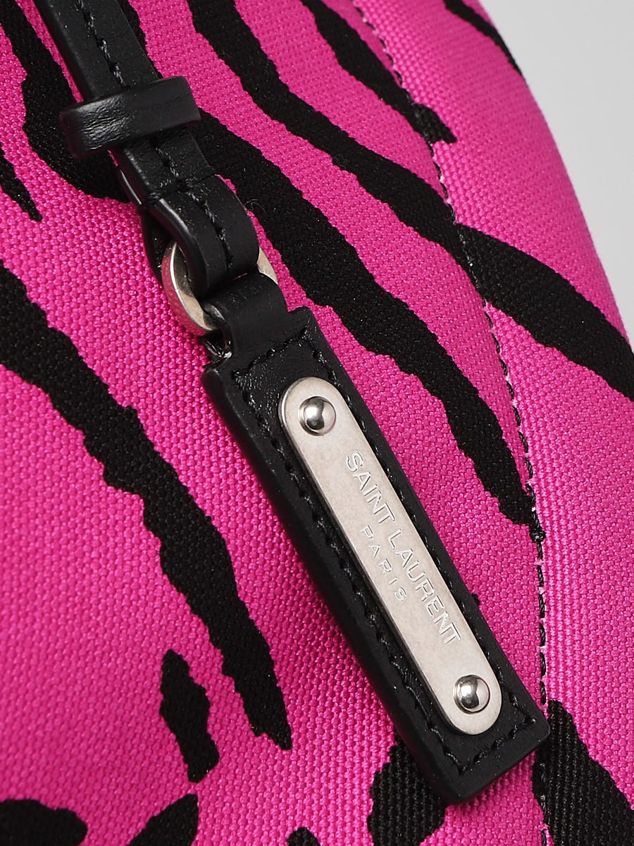Yves Saint Laurent Pink/Black Canvas and Leather Zebra Print City