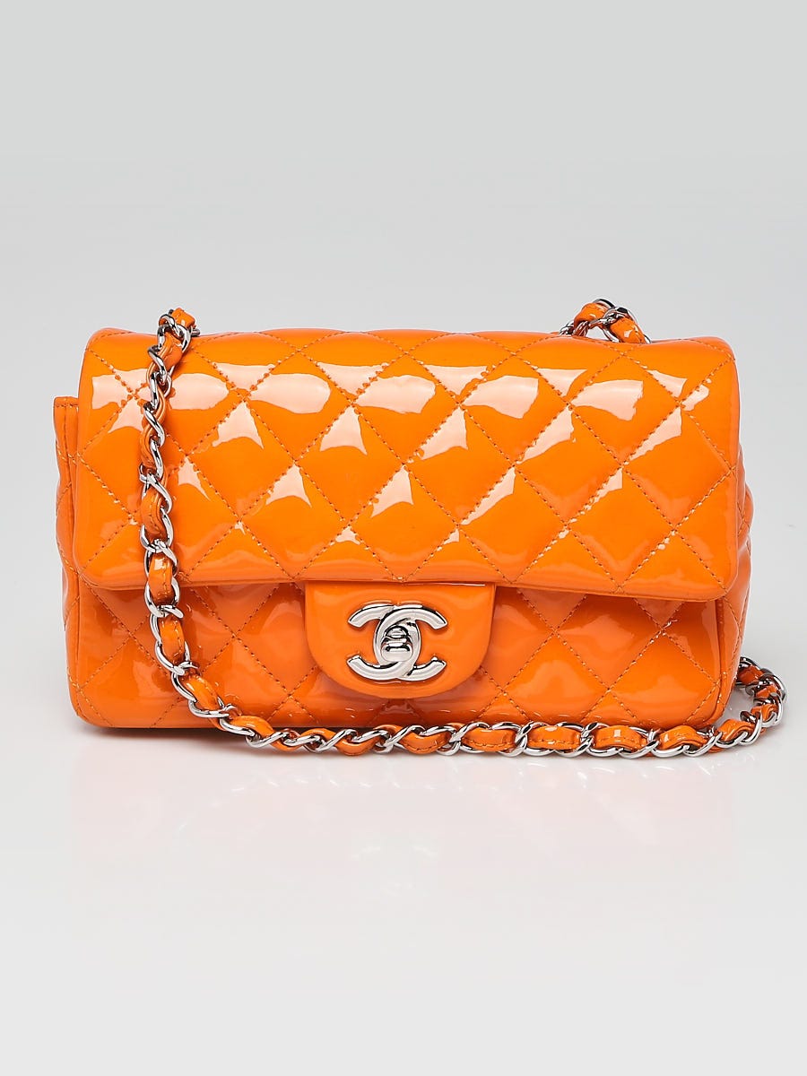 Chanel Orange Quilted Patent Leather Classic Rectangular Mini Flap Bag -  Yoogi's Closet
