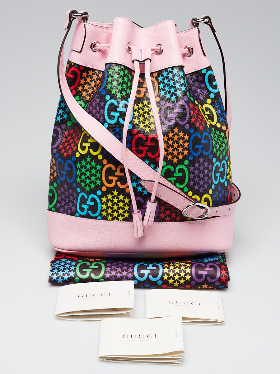 Gucci Multicolor Coated Canvas & Pink Leather Psychedelic Bucket Bag, myGemma, CH