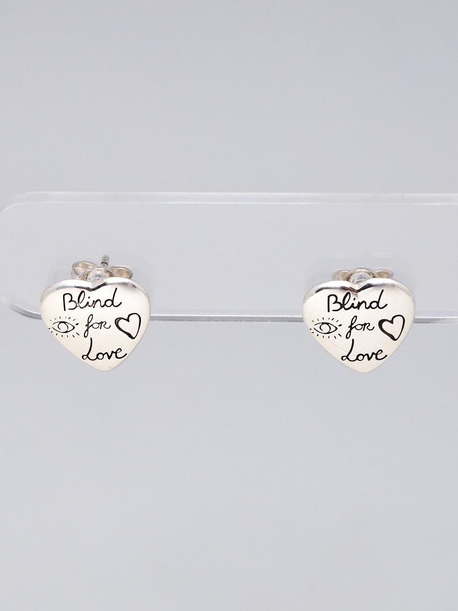 Gucci Sterling Silver Blind for Love Heart Earrings