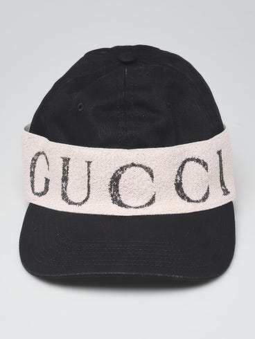 Gucci Black/Beige Canvas Logo Baseball Hat Size M