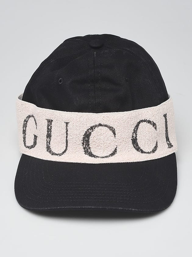 Gucci Black/Beige Canvas Logo Baseball Hat Size M