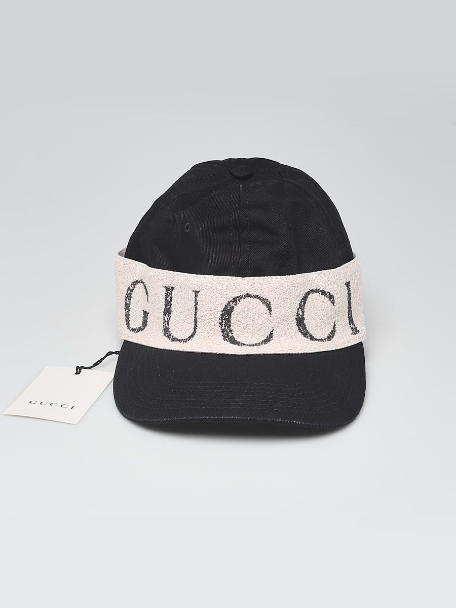Gucci Black/Beige Canvas Logo Baseball Hat Size M