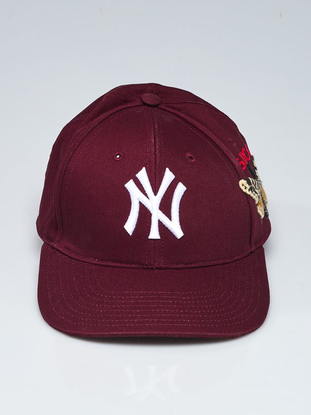 Gucci Burgundy Cotton NY Yankees Baseball Hat Size 57-61