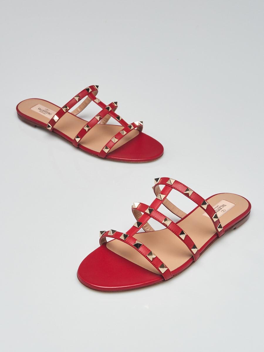 Red valentino rockstud sandals on sale